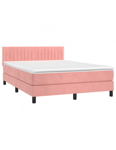 Giroletto a Molle con Materasso Rosa 140x190 cm in Velluto