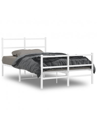 Giroletto con Testiera e Pediera Metallo Bianco 120x200 cm