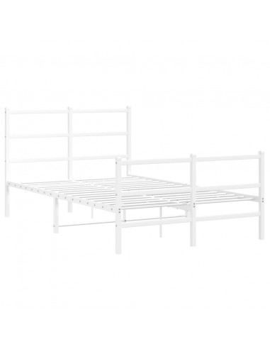 Giroletto con Testiera e Pediera Metallo Bianco 120x200 cm