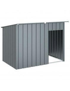 Casetta Cani con Tetto Antracite 153x91x110 cm Acciaio Zincato
