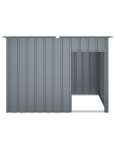 Casetta Cani con Tetto Antracite 153x91x110 cm Acciaio Zincato