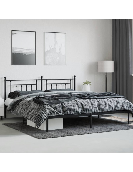 Giroletto con Testiera in Metallo Nero 200x200 cm