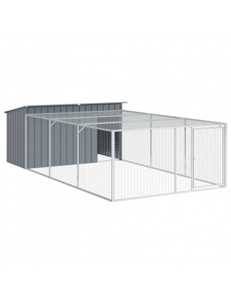 Casetta Cani con Corsa Antracite 197x396x110 cm Acciaio Zincato