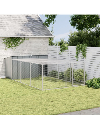 Casetta Cani con Corsa Antracite 197x396x110 cm Acciaio Zincato