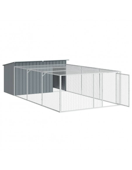 Casetta Cani con Corsa Antracite 197x396x110 cm Acciaio Zincato