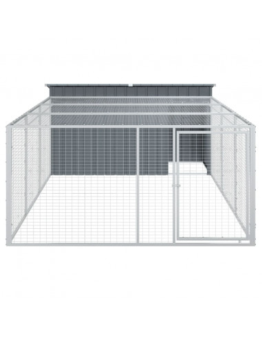 Casetta Cani con Corsa Antracite 197x396x110 cm Acciaio Zincato