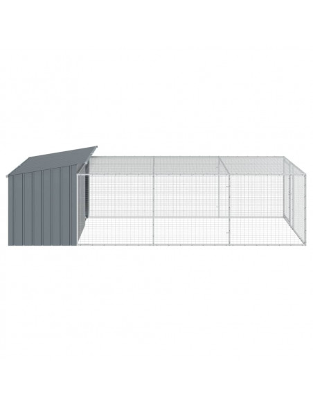 Casetta Cani con Corsa Antracite 197x396x110 cm Acciaio Zincato