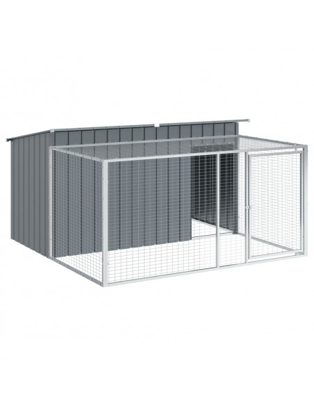 Casetta Cani con Corsa Antracite 197x194x110 cm Acciaio Zincato