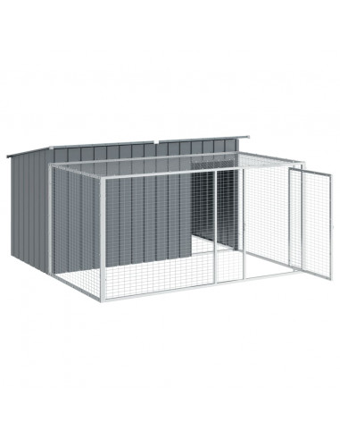 Casetta Cani con Corsa Antracite 197x194x110 cm Acciaio Zincato