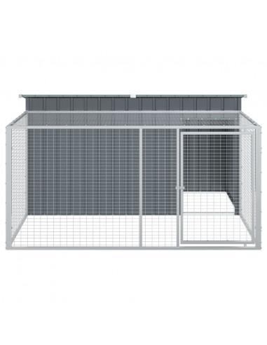 Casetta Cani con Corsa Antracite 197x194x110 cm Acciaio Zincato