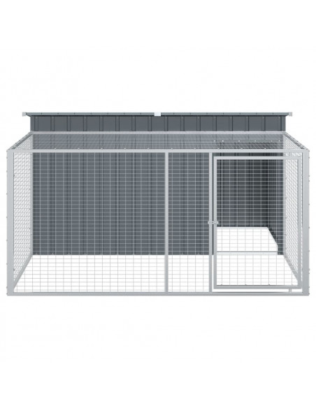 Casetta Cani con Corsa Antracite 197x194x110 cm Acciaio Zincato