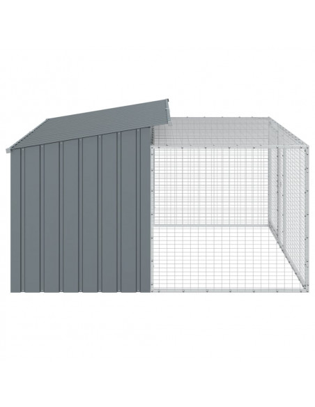 Casetta Cani con Corsa Antracite 197x194x110 cm Acciaio Zincato