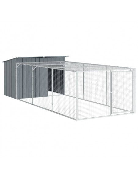 Casetta Cani con Corsa Antracite 153x396x110 cm Acciaio Zincato