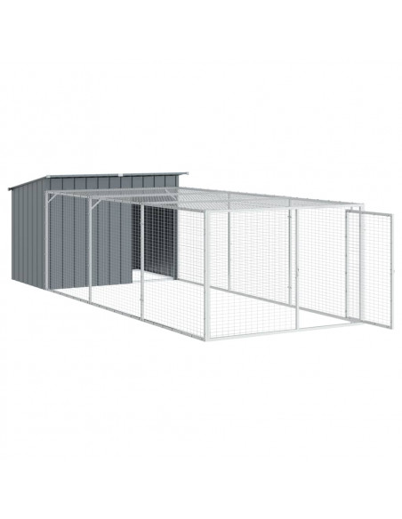 Casetta Cani con Corsa Antracite 153x396x110 cm Acciaio Zincato