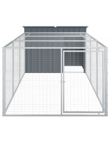 Casetta Cani con Corsa Antracite 153x396x110 cm Acciaio Zincato