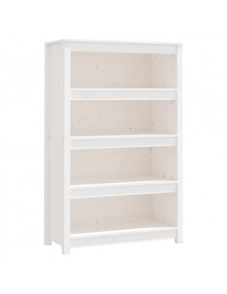 Libreria Bianca 80x35x126 cm in Legno Massello di Pino