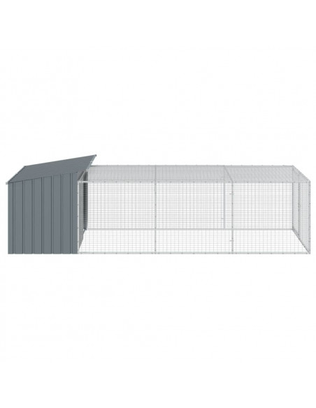 Casetta Cani con Corsa Antracite 153x396x110 cm Acciaio Zincato