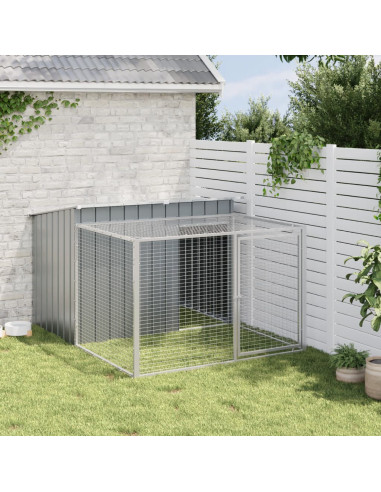 Casetta Cani con Corsa Antracite 153x194x110 cm Acciaio Zincato