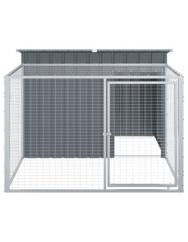Casetta Cani con Corsa Antracite 153x194x110 cm Acciaio Zincato
