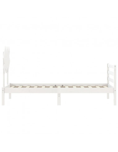 Giroletto con Testiera Bianco Single in Legno Massello