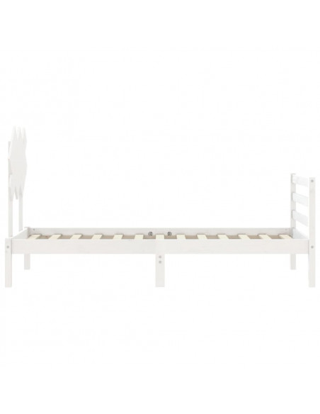 Giroletto con Testiera Bianco Single in Legno Massello