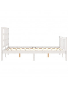 Giroletto con Testiera Bianco 140x190 cm in Legno Massello 2