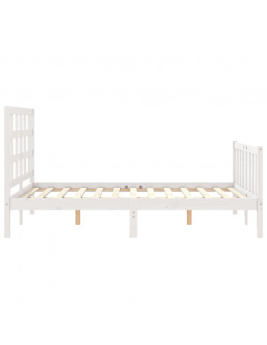 Giroletto con Testiera Bianco 140x190 cm in Legno Massello