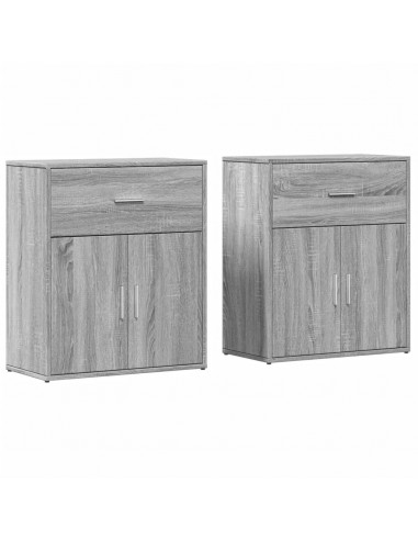 Credenze 2 pz Grigio Sonoma 60x31x70 cm in Legno Multistrato