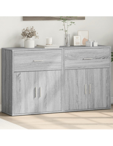 Credenze 2 pz Grigio Sonoma 60x31x70 cm in Legno Multistrato