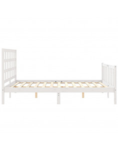 Giroletto con Testiera Bianco 160x200 cm Legno Massello 2