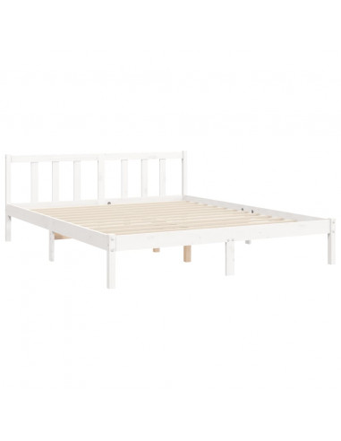 Giroletto con Testiera Bianco 160x200 cm Legno Massello