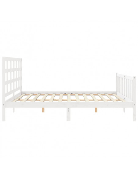 Giroletto con Testiera Bianco 200x200 cm in Legno Massello