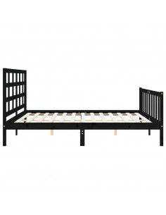 Giroletto con Testiera Nero 200x200 cm in Legno Massello 2