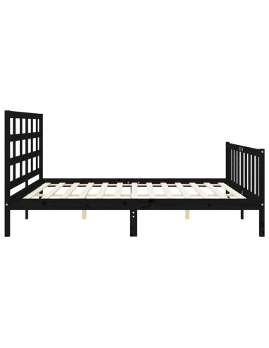 Giroletto con Testiera Nero 200x200 cm in Legno Massello