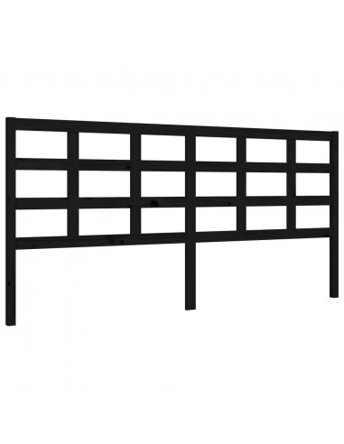 Giroletto con Testiera Nero 200x200 cm in Legno Massello