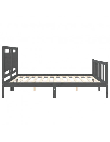 Giroletto con Testiera Grigio 200x200 cm in Legno Massello