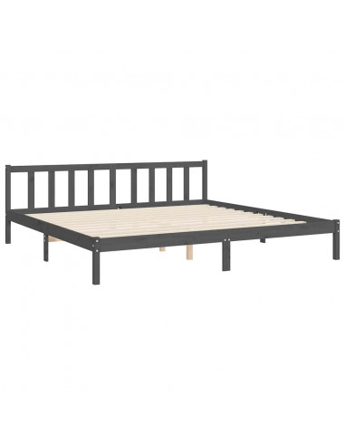 Giroletto con Testiera Grigio 200x200 cm in Legno Massello