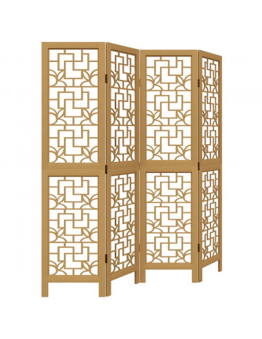 Divisorio Ambienti 4 Pannelli Marrone Legno Massello Paulownia