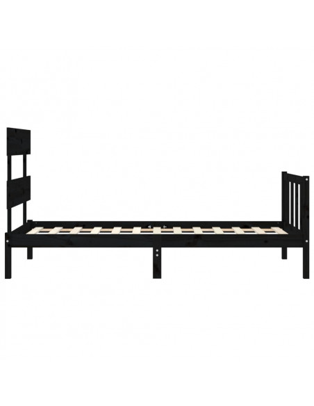 Giroletto con Testiera Nero Small Single in Legno Massello