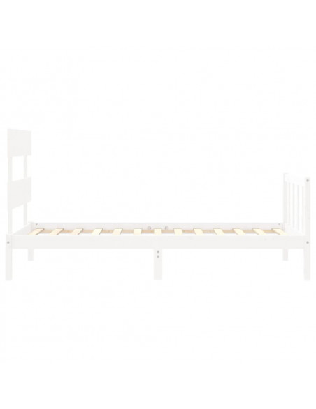 Giroletto con Testiera Bianco Single in Legno Massello