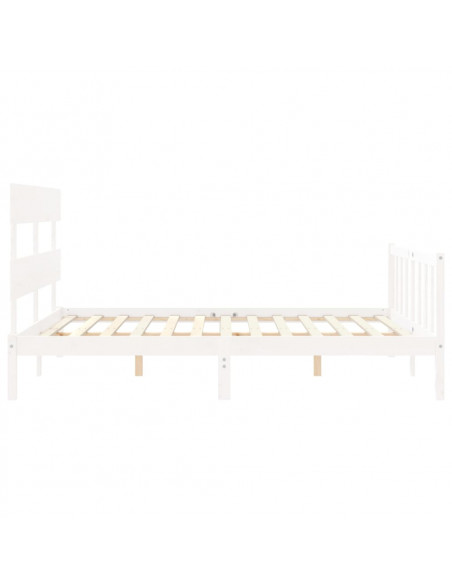 Giroletto con Testiera Bianco 160x200 cm Legno Massello