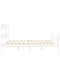 Giroletto con Testiera Bianco 200x200 cm in Legno Massello 2