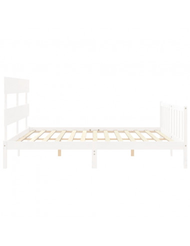 Giroletto con Testiera Bianco 200x200 cm in Legno Massello