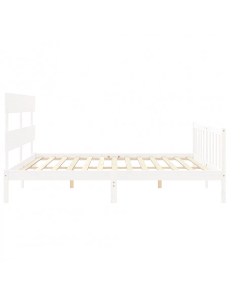 Giroletto con Testiera Bianco 200x200 cm in Legno Massello