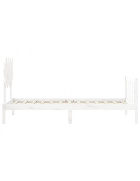 Giroletto con Testiera Bianco 90x200 cm in Legno Massello