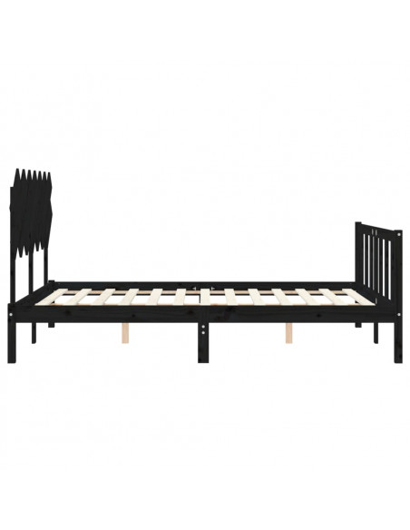 Giroletto con Testiera Nero 140x190 cm in Legno Massello