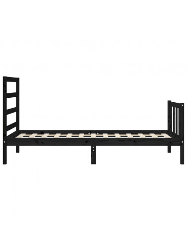 Giroletto con Testiera Nero Small Single in Legno Massello