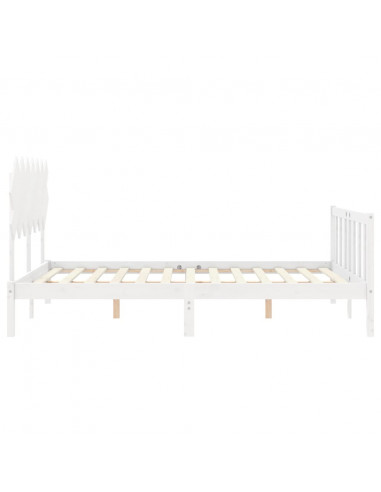 Giroletto con Testiera Bianco 140x200 cm in Legno Massello