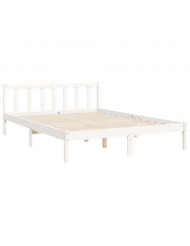 Giroletto con Testiera Bianco 140x200 cm in Legno Massello