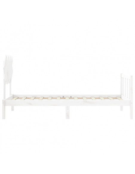 Giroletto con Testiera Bianco Single in Legno Massello